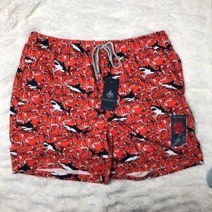 NWT Rainforest Orange Shark Swim Trunks
